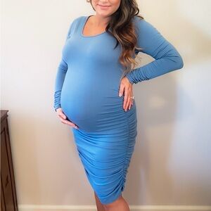 Elegant Blue Maternity Dress